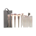 thumbnail image 1 of Juego de brochas de maquillaje, brochas para base, brochas para sombras de ojos, herramientas de belleza, paquete de 15 herramientas para brochas de maquillaje, 15 piezas, marrón y dorado, 1 of 4
