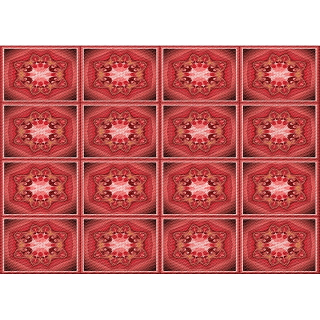 Ahgly Company Tapis Rectangulaire Rouge Lavable en Machine, 3 Pieds x 5 Pieds