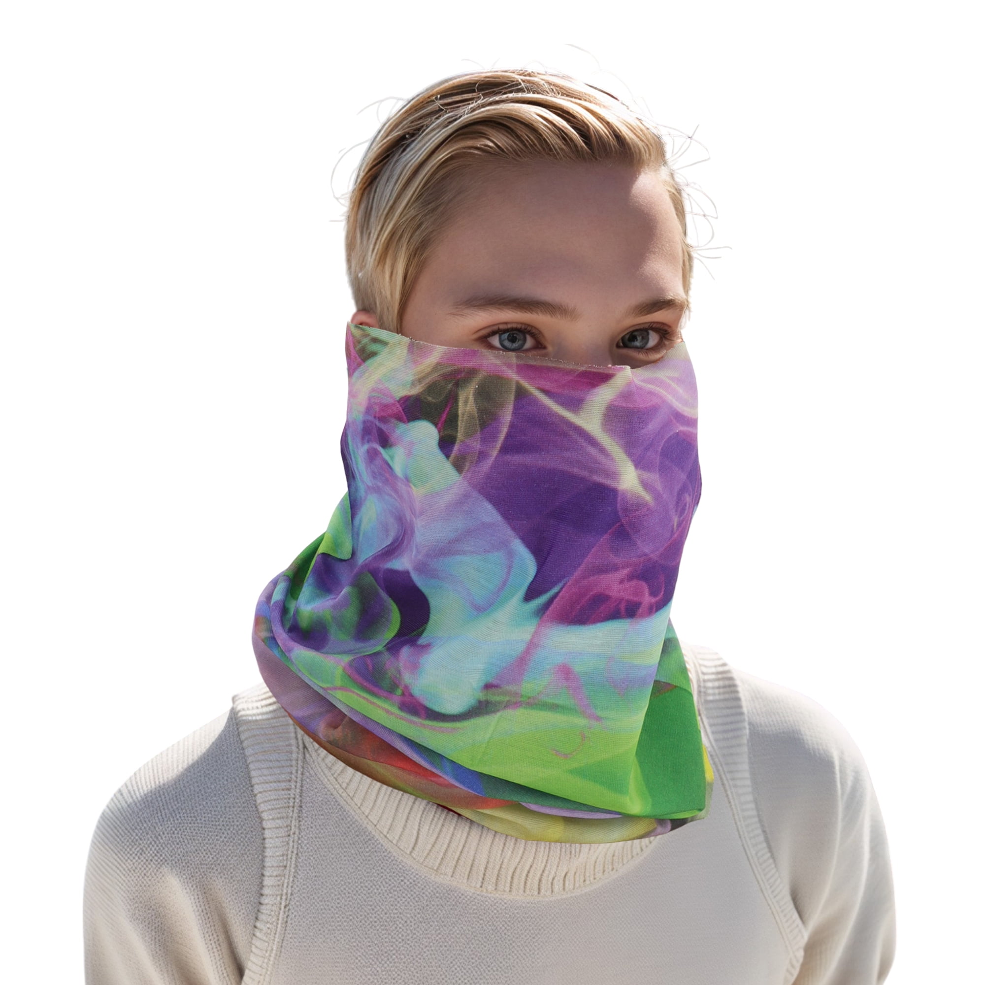 Unique Bargains Face Scarf Mask Purple Green 1 Pc