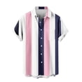 thumbnail image 6 of Aursykel Big and Tall Shirt for Men Comfortable Button down Striped Tees Shirts Mens Collared Short Sleeve Tops, 6 of 6