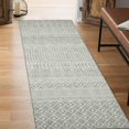 thumbnail image 6 of 8' Gray Geometric Flatweave Handmade Distressed Runner Rug With Fringe, 6 of 8