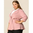 thumbnail image 2 of GRACE & GRANDEUR Women's Plus Size Solid V-Neck Ruffle Ruched Peplum Blazer, 2 of 6