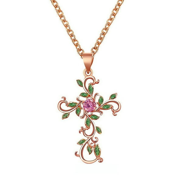 Rinsvye Flowers Encrusted with Personality Stainless Steel Chain for Men Necklace Temperament Leaves Necklaces Broken Heart Pendant Pendants
