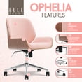 thumbnail image 4 of Elle Decor Ophelia Office Chair, Curved Bentwood Low-Back and Seat, Chrome Swivel Base, Woven Fabric, Blush Pink, 4 of 9