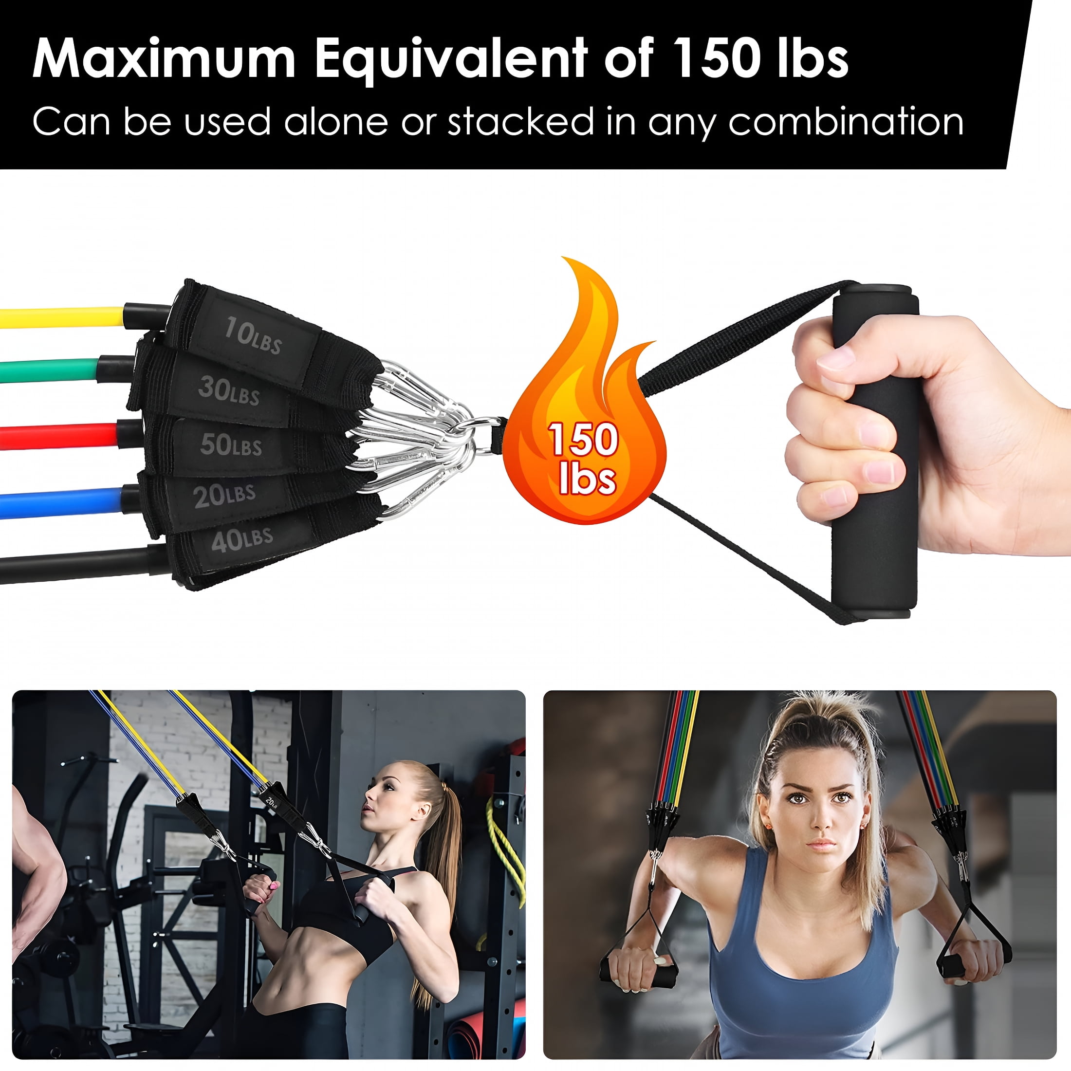 BESTSKY 2026 New Resistance Bands Set, Exercise Bands with Door Anchor, Handles, Carry Bag, Legs Ankle Straps for Resistance Training, Physical Therapy, Home Workouts for Gym, Home, Office, Travel