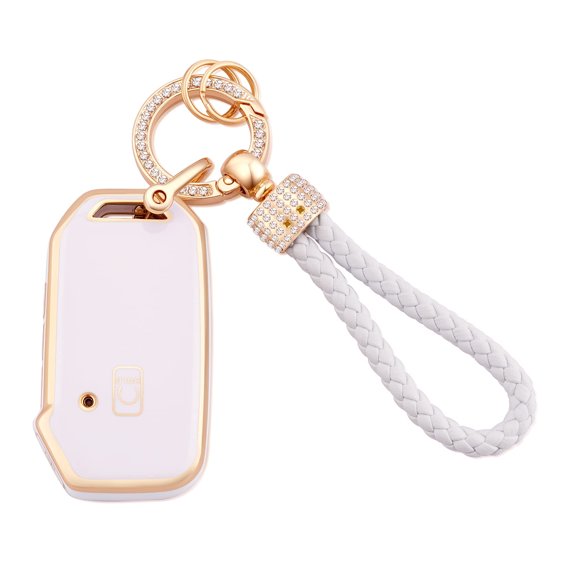 for Kia Key Fob Cover 5 Buttons Soft TPU Full Cover Protection Shells Keychains Fit for Kia Cerato Ceed Forte NIRO Seltos Sorento Sportage Soul Smart Key Fob Protector Black Gold