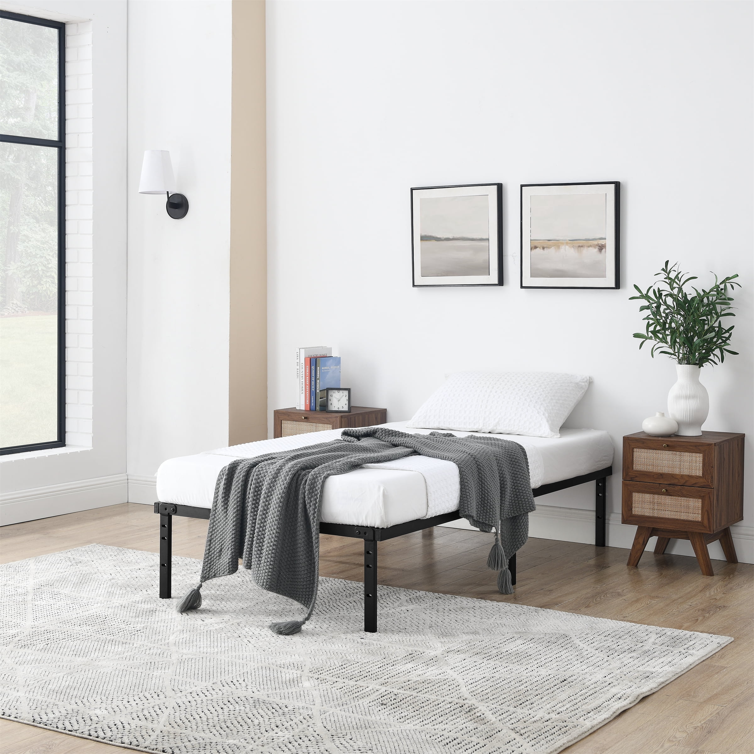 Mainstays slat metal bed frame discount