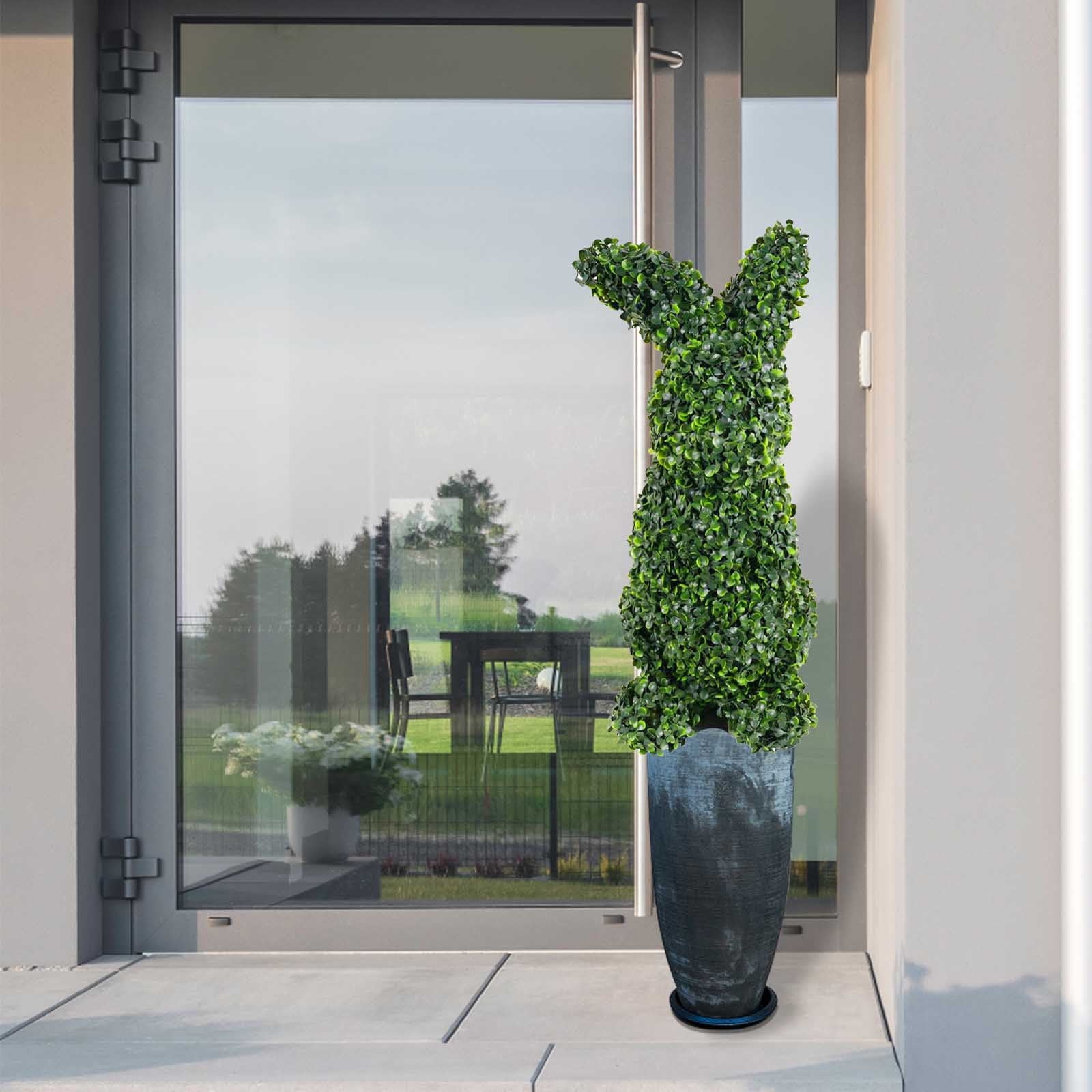 29.5" Easter Bunny Decorations Moss Bunny Shaped Topiary Trees with Ground Spike Artificial Moss Rabbit Topiary Faux Plants Outdoor for Easter Party Indoor Outdoor Garden Decor