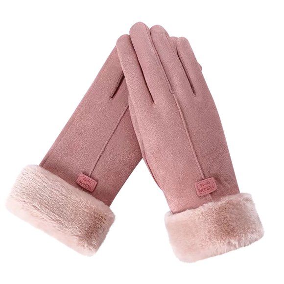 Kyusrd Summer Outdoor Patio Deals!Leather Fleece Warm Gloves Winter Cashmeres And Thick Korean Version Gloves Girls Autumns And Winter Outdoor Cycling Cold Gloves