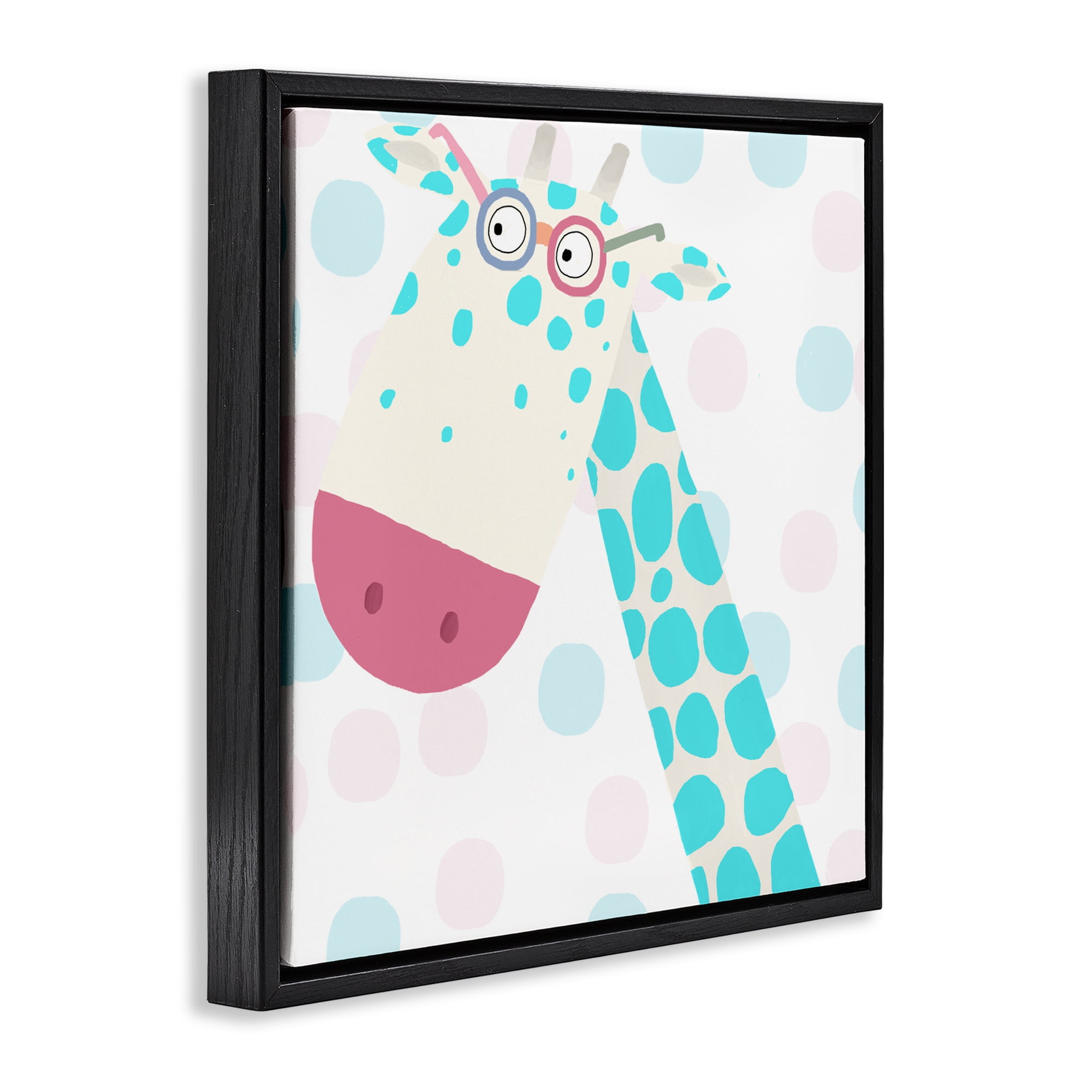 Stupell Industries Electric Blue Giraffe Black Framed Floater Canvas Wall Art, design by Carla Daly