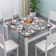 thumbnail image 3 of Gray Christmas Snowman Pattern Square Fitted Tablecloth with Elastic Edge,Square Table Cover,Washable Elastic Table Cover for Home Kitchen Party Decor 34"x34", 3 of 6