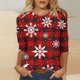 thumbnail image 1 of Puntoco Camiseta de mujer con cuello redondo, manga 3/4 y estampado navideño, jersey de cuello redondo, camiseta de manga larga con cuello redondo, 1 of 5