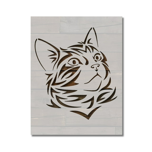 Cat Head Face Tribal Stencil Template Reusable 8.5 x 11 for Painting on ...