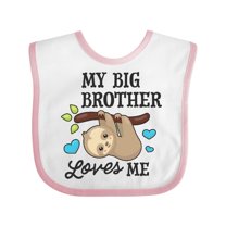 Inktastic My Big Brother Loves Me with Sloth and Hearts Boys or Girls Baby Bib