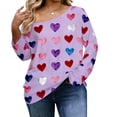 thumbnail image 1 of Mujeres de Manga Larga Tops de Moda Multi-Color Corazón Impresión Off-Shoulder con Mangas Acampanadas para la Fiesta Y las Vacaciones, 1 of 6