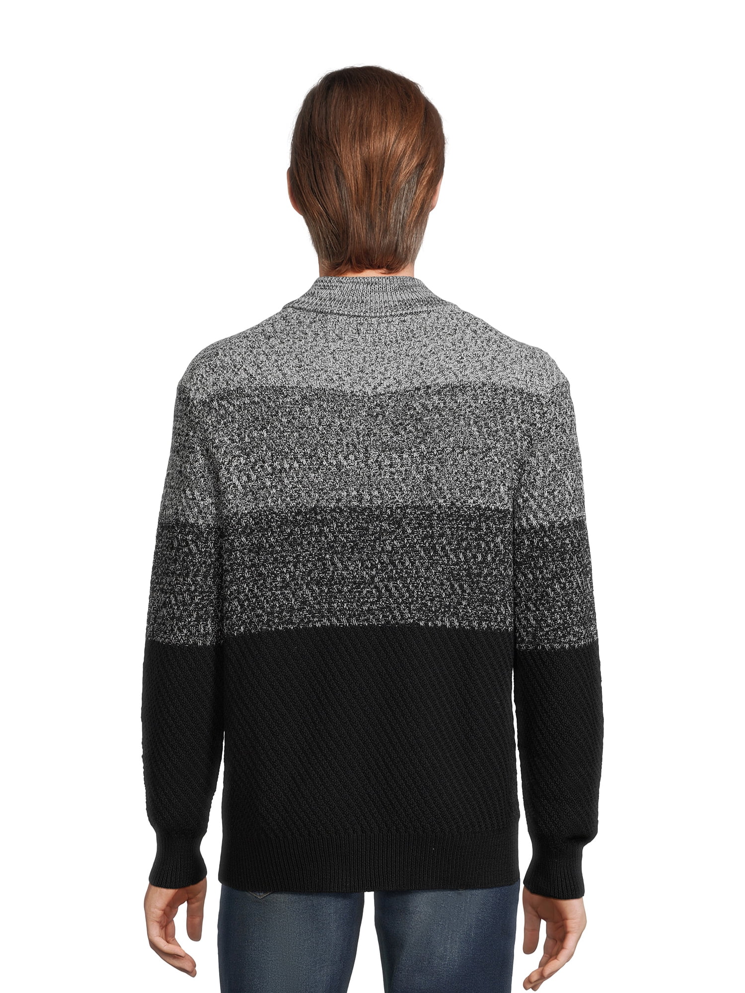 Tribekka 44 Men's Gradient Mock Neck Quarter Zip Sweater with Long Sleeves, Sizes S-2XL