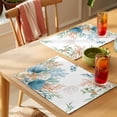 thumbnail image 4 of Beach Coastal Placemats Set of 4 Summer Nautical Coral Shell Botanical Place Mats Indoor Wipeable Table Mats Washable Cloth Dining Table Placemats for Kitchen Holiday Party Home Decor 13x19 Inch, 4 of 9