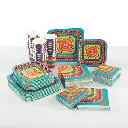 Bright Fiesta Tableware Kit for 50 Guests, Party Supplies, Cinco de Mayo, 392 Pieces