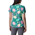 thumbnail image 5 of OIOLOYJM Womens Easter Scrub Tops 2026 Cute Stretchy Bunny Eggs Graphic Tops Short Sleeve V Neck Nursing Shirts Casual Plus Size Working Uniform with Pockets Pink 5XL, 5 of 5