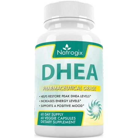 DHEA pure 60mg (120 Capsules) Complément pour soutenir les niveaux d'hormones équilibrés pour les hommes et les femmes, promouvoir la santé DHEA niveaux pour le vieillissement en santé, formule non-OGM (120 Veggie Capsules)