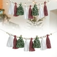 thumbnail image 2 of AUDeals ‌Tassel Beaded Garland 16"/24" Wood Bead & Fringe Trim for Christmas, Curtains, Tablecloths, Boho Home Décor (Natural), 2 of 9