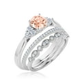 thumbnail image 3 of Dazzling Minimalist 2.25 Carat Round Cut, Affordable Morganite And Diamond Moissanite Engagement Ring, Wedding Ring, Two Matching Band in 10k Solid White Gold, Gift For Her, Promise Ring, 3 of 3
