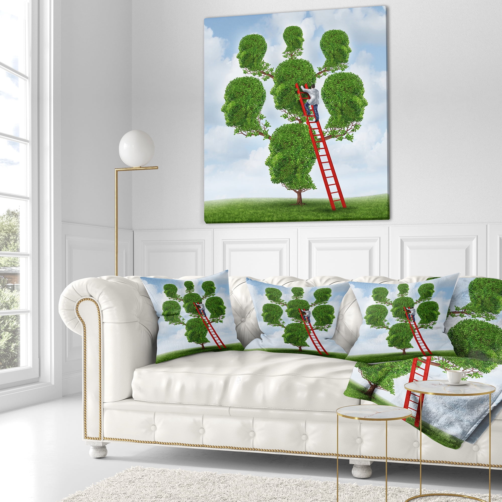 Designart Family Therapy - Abstract Throw Pillow - 16x16
