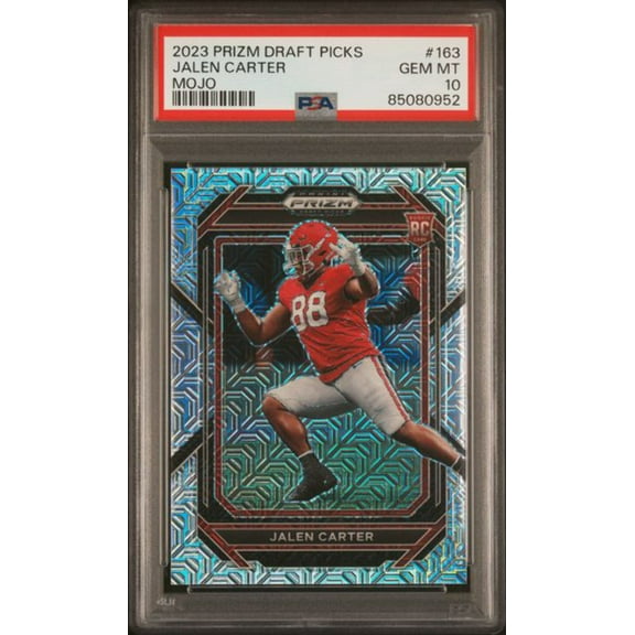 Graded 2023 Panini Draft Picks Jalen Carter #163 Mojo Rookie RC Football Card PSA 10 Gem Mint