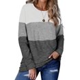 thumbnail image 2 of Womens Color Block Leopard T Shirts Casual Striped Long Sleeve Tunic Tops, 2 of 6