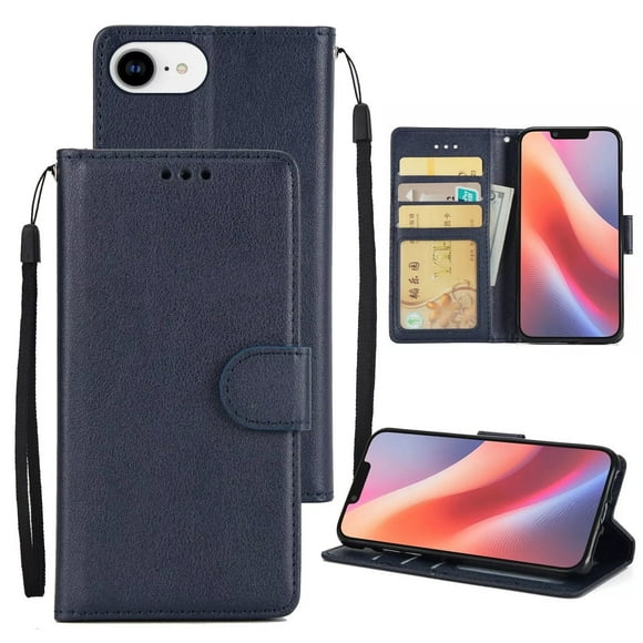 [PST] iPhone 17e / 16e Wallet Case, Leather Magnetic Card Slot Wallet Folio Flip Case Cover