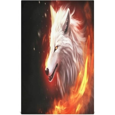 

SKYSONIC Fire White Wolf Kitchen Towels 18 x 28 Inch Super Soft and Absorbent Dish Cloths for Washing Dishes 1 PCS Reusable Multi-Purpose Microfiber Hand Towels for Kitchen