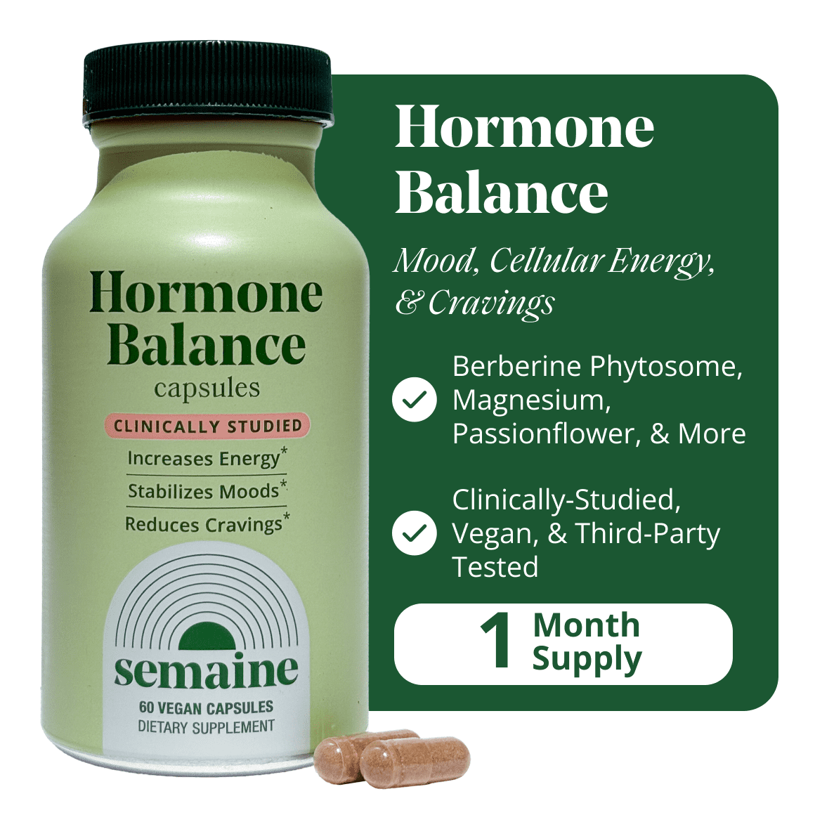 (6 pack) Semaine Hormone Balance 60 Count – Berberine Phytosome - Lessens Cravings, & Restores Mood Health