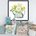 thumbnail image 3 of Marigolds Roses and Peonies In Garden Watering Can 30 in x 30 in Framed Painting Canvas Art Print, by Designart, 3 of 4