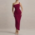 thumbnail image 2 of Ruimatai Women's One Shoulder Sleeveless Ruched Bodycon Midi Dress Elegant Stretchy Figure Flattering Cocktail Party Dress, 2 of 6