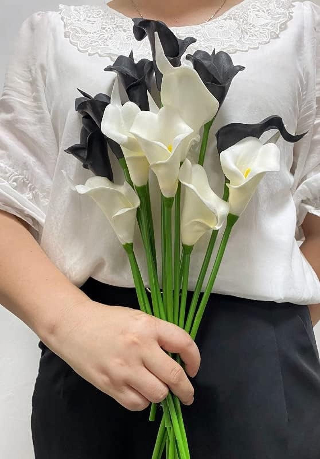 14"Artificial Calla Lily Flowers,12 Single Heads PU Flower Small Flower Bouquet Accessorie,Calla Lily Bridal Wedding Bouquet for Greenery Plants Indoor Outside Garland Home Office Decor (Purple)