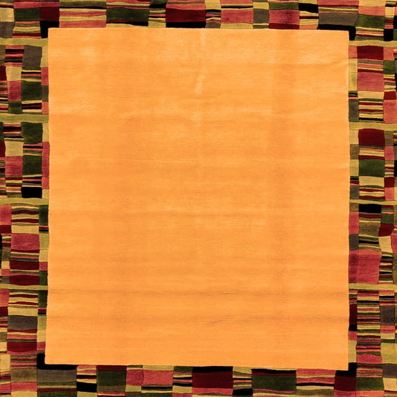 Ahgly Company Indoor Square Abstract Orange Modern Area Rugs, 3' Square