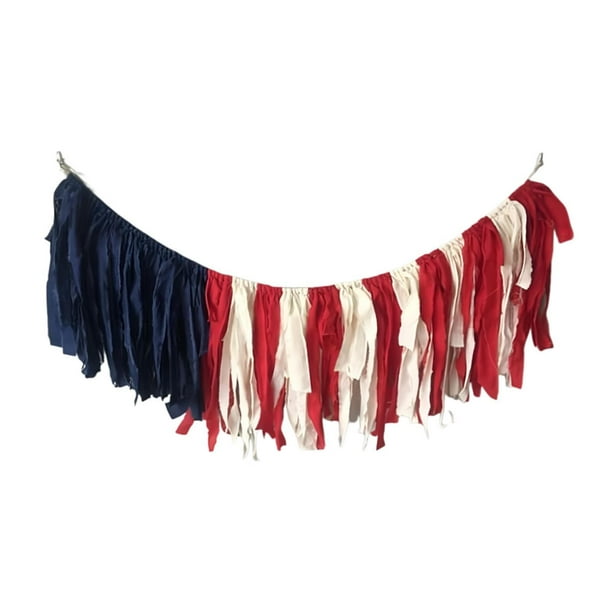 guirnalda colgante,Día Patriótico Día de los Caídos Bandera Americana Arpillera,Corona del 4 de julio para el Día de la Independencia en la puerta principal,Guirnalda de malla de cinta con