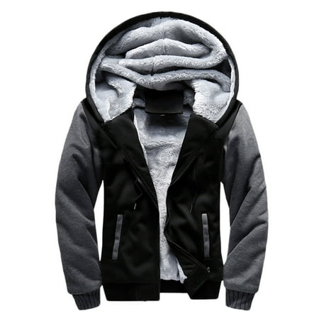 Velvet Hood Coat - ZEDWELL Men's Winter Plus Velvet Padded Zipper Hooded Warm Sweater Jacket