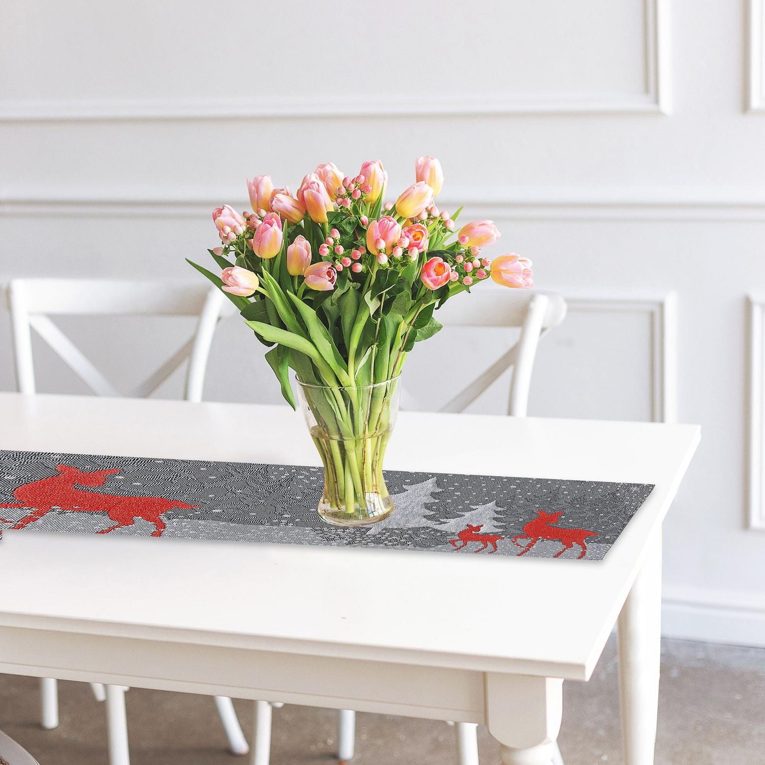 Chemin De Table En Tapisserie Renne Et Arbre 54"