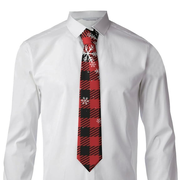 Goofa Red Buffalo Plaid Pattern Men's Necktie Classic Silk Tie Woven Jacquard Neck Ties Necktie for Business and Wedding Formal Neckties