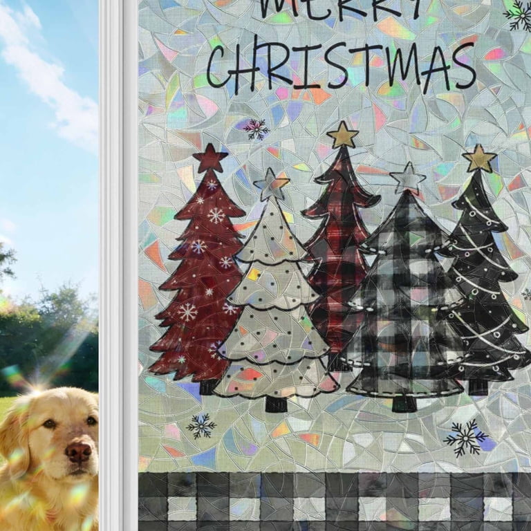 Black White Check Christmas Trees Window Privacy Film,Heat Control Sun ...