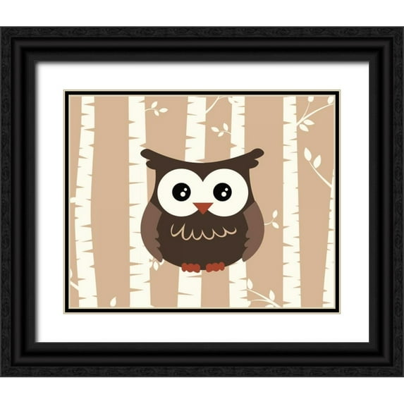 Robinson, Tamara 14x12 Black Ornate Wood Framed with Double Matting Museum Art Print Titled - Owl Birch I