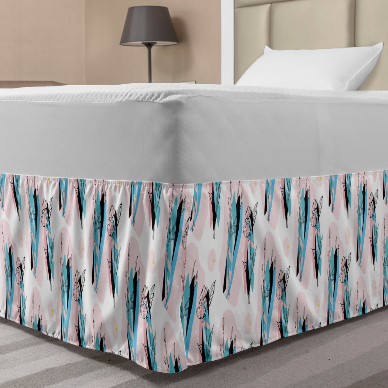 Floral Country Bed Skirt, Continuing Design Blots and Different Shapes