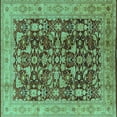 thumbnail image 1 of Ahgly Company Indoor Square Oriental Turquoise Blue Industrial Area Rugs, 8' Square, 1 of 4