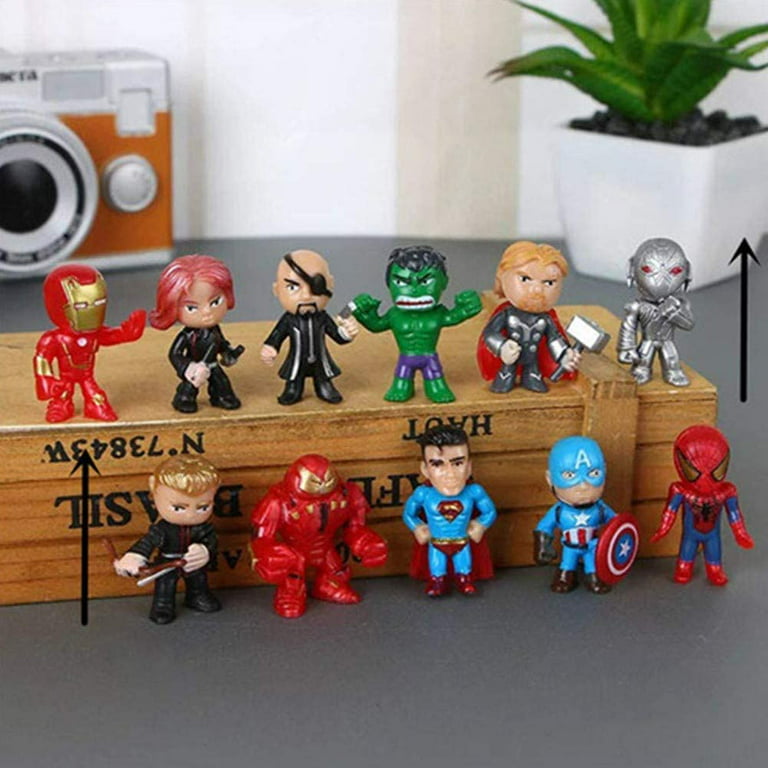 econoLED 6-Piece Superhero Action Figures Set, Small Collectible Toys for  Birthday Party Favors, Cupcake Toppers, and Micro Landscape