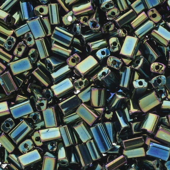 John Bead Czech Glass Seed Beads 5x3.5mm (24g) Beadlette Iris Green Bead for Jewelry Making