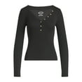 thumbnail image 5 of Scoop Women’s Ribbed V Neck Henley Top with Long Sleeves, Sizes XS-XXL, 5 of 5