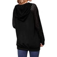 thumbnail image 4 of Awdenio Women Fall Lace Long Sleeve Hoodie Splicing Pockets Hooded Sweatshirts Coat Tops, 4 of 6