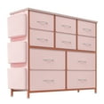 thumbnail image 6 of Garvee 10 Drawer Dresser Chest of Drawers for Bedroom Living Room, Fabric Storage Organizer With Wood Top, Side Pockets & Hooks for Entryway, Hallway, Closet, Nursery, for Women Girls, Pink, 6 of 7