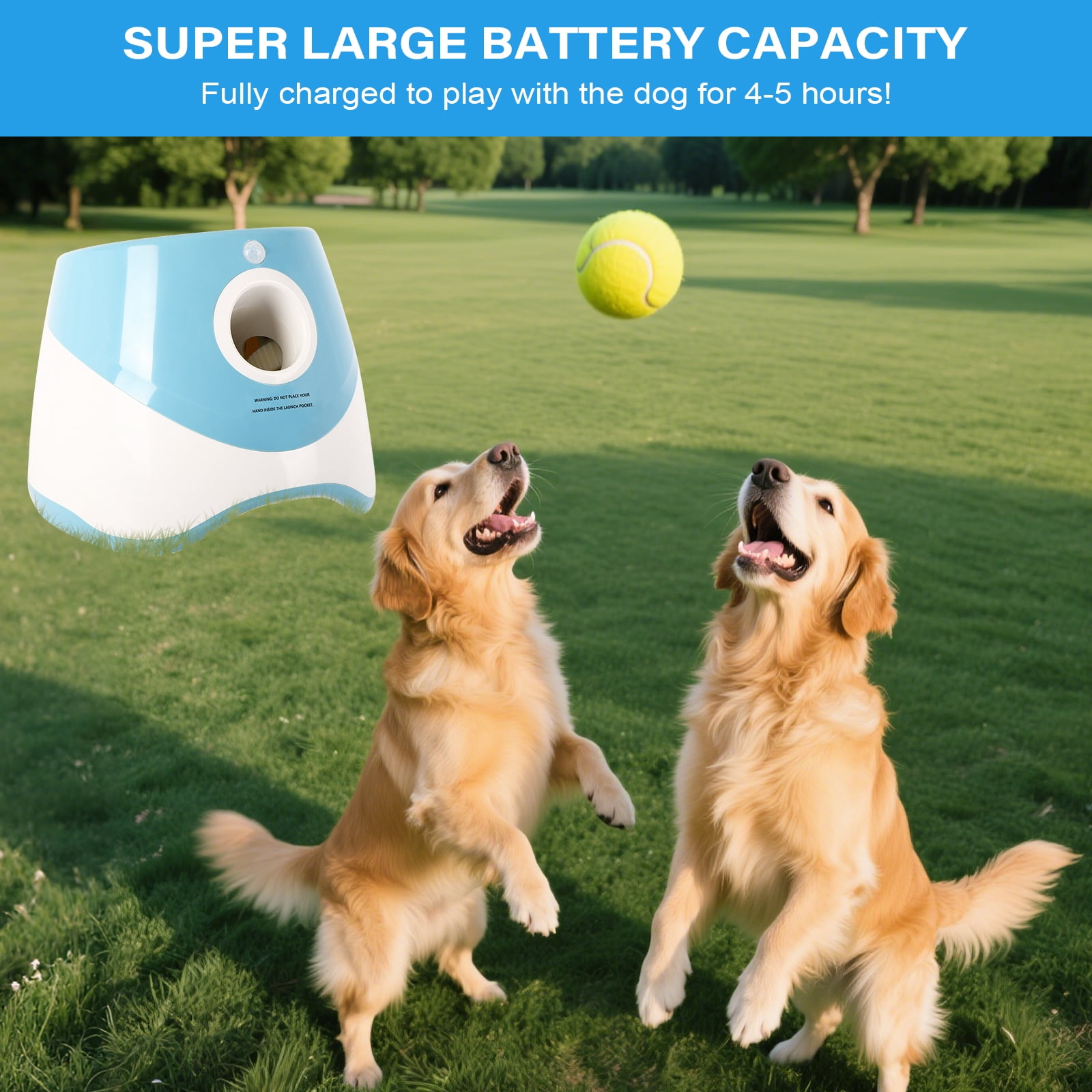 Automatic Dog Ball Launcher for Small Dogs, Indoor/Outdoor Interactive Dog Toy,USB Rechargeable Ball Thrower,10-30 Ft,Includes 15 Mini Tennis Balls,Blue
